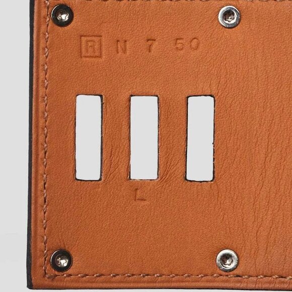 Hermes Black Box Leather Palladium Plated Kelly Dog Extreme Bracelet Size L - Picture 7 of 8